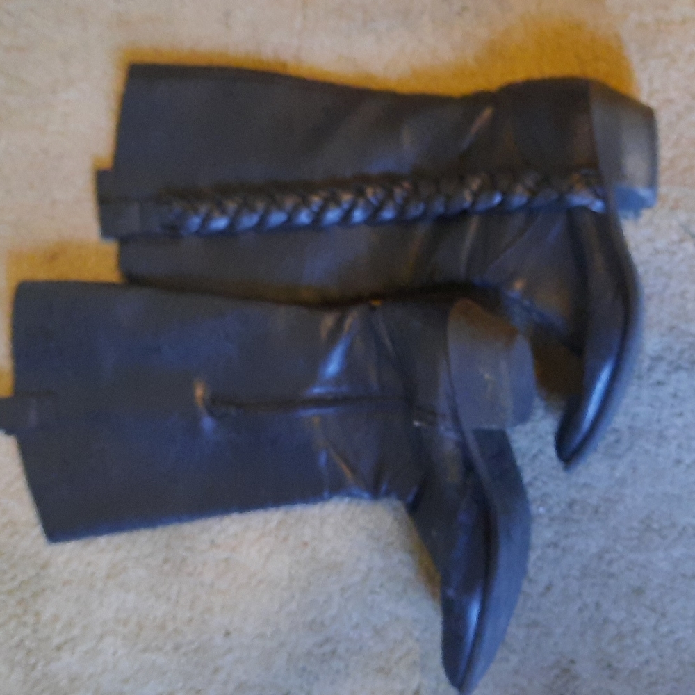 Unlisted (Kenneth Cole Collection) Black Leather Braided Boot